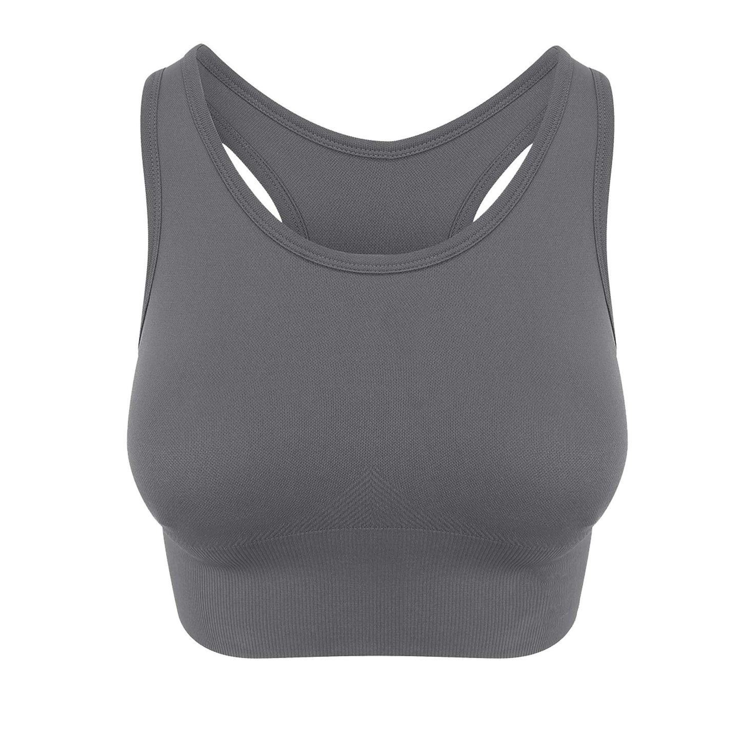 CHLOE - Seamless Racer Back Cropped Vest - Grey