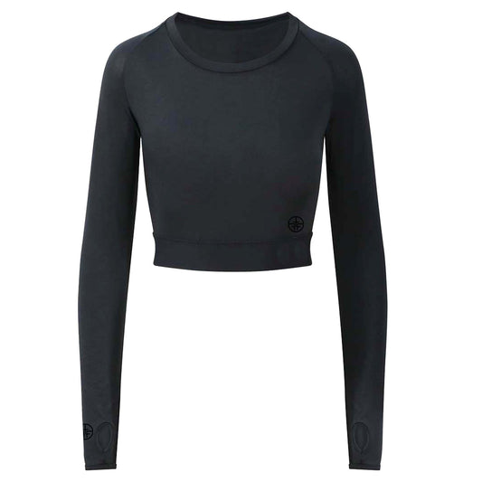 LUCY - "Cool" Technology Long Sleeved Crop Top - Black