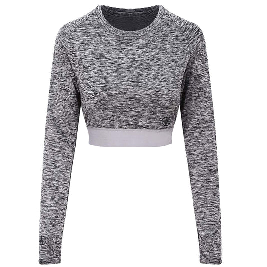 LUCY - "Cool" Technology Long Sleeved Crop Top - Grey