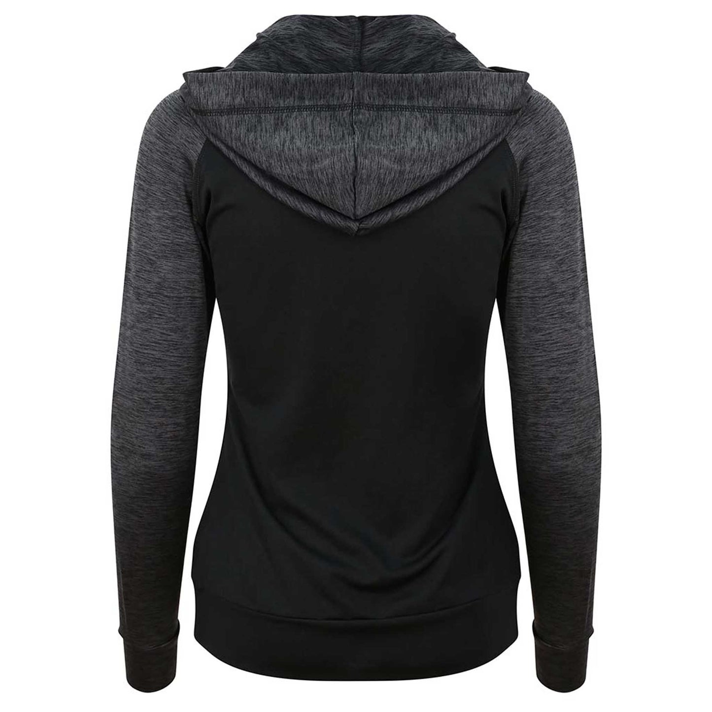 LILY - Ladies Contrast, Hooded, Full Zipped Jacket. - Charcoal